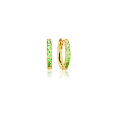 Boucles d'oreilles SIF Jakobs Ellera en plaqué or et zircons blancs et verts