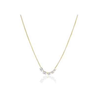 Collier Sif Jakobs Ellisse Cinque en argent plaqué or jaune et zircons