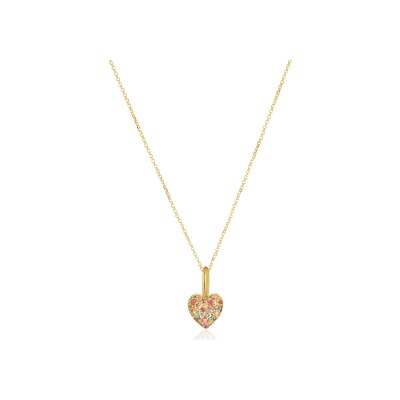 Collier Pendentif  Sif Jakobs Caro en argent plaqué or jaune et zircons multicolores