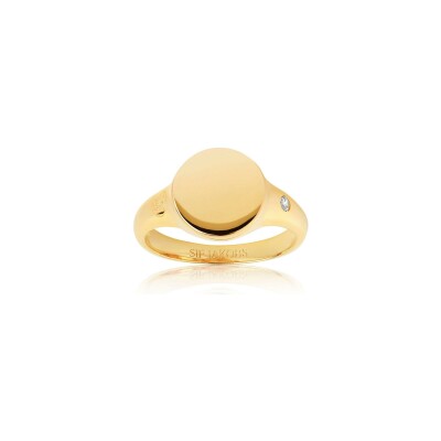 Bague Sif Jakobs Follina Pianura Piccolo en argent plaqué or jaune et zircons, taille 56
