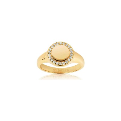 Bague Sif Jakobs Follina Piccolo en argent plaqué or jaune et zircons, taille 54