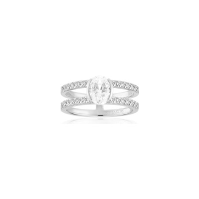 Bague Sif Jakobs Ellisse Carezza Piccolo en argent et zircons, taille 54