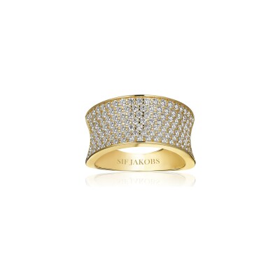 Bague Sif Jakobs Felline Concavo en argent plaqué or jaune et zircons, taille 54