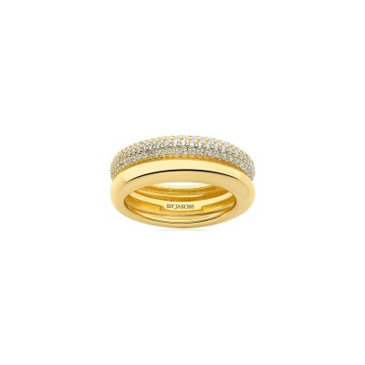 Bague Sif Jakobs Carrara en argent plaqué or jaune et zircons, taille 56