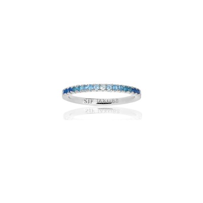 Bague Sif Jakobs Ellera en argent et zircons bleu et blanc, taille 54