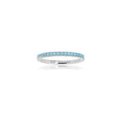 Bague Sif Jakobs Ellera en argent et zircons turquoise, taille 54