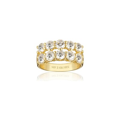 Bague Sif Jakobs Belluno Due en argent plaqué or jaune et zircons, taille 58