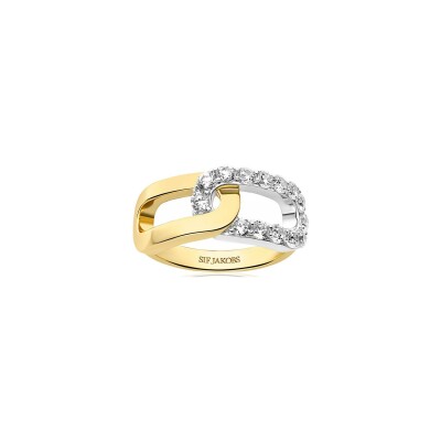 Bague Sif Jakobs Capizzi Due en argent plaqué or jaune et zircons blanc, taille 54
