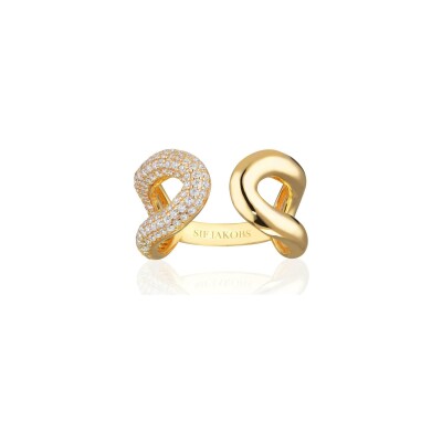 Bague Sif Jakobs Capri Due en argent plaqué or jaune et zircons, taille 58