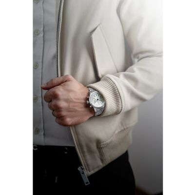 Montre Eska Watches Heritage SK25 Beige, bracelet acier
