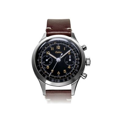 Montre Eska Watches Heritage SK25 Noir, bracelet cuir