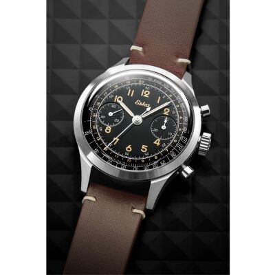 Montre Eska Watches Heritage SK25 Noir, bracelet cuir