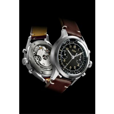 Montre Eska Watches Heritage SK25 Noir, bracelet cuir