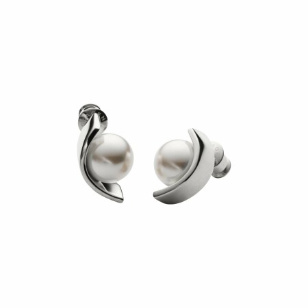 Boucles d'oreilles Skagen Agnethe en acier et perle synthétique