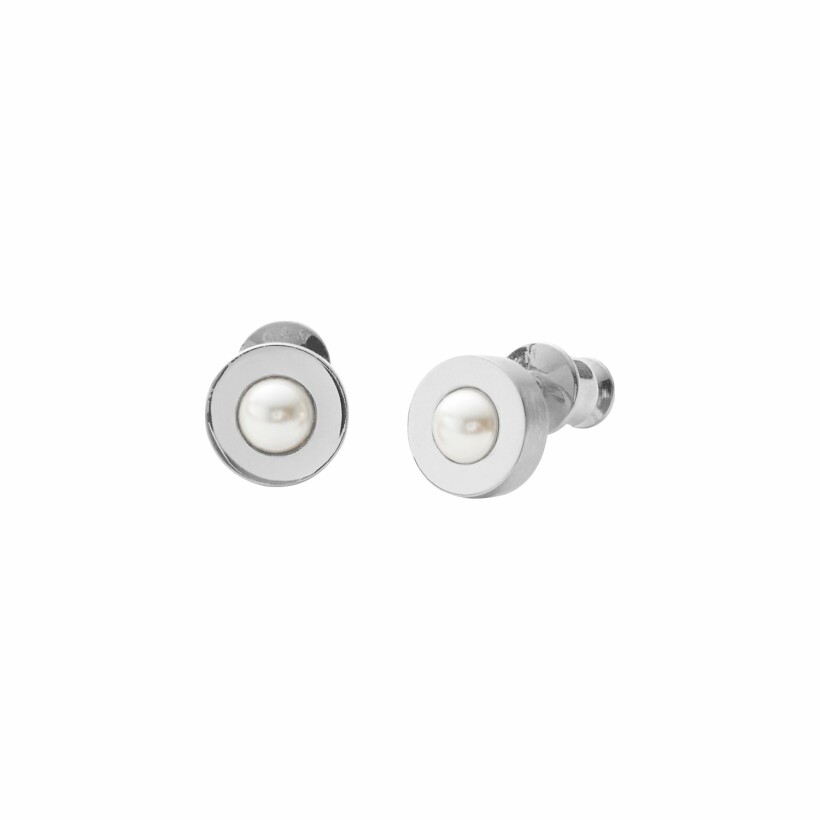 Boucles d'oreilles Skagen Agnethe en acier et perle synthétique