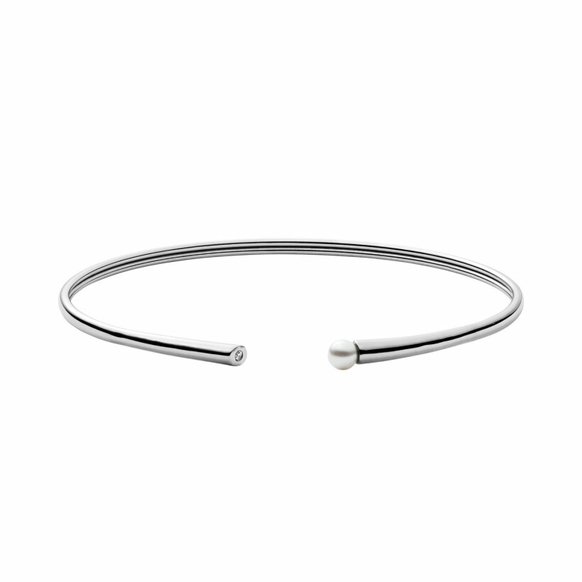 Bracelet Skagen Agnethe en acier, perle synthétique et strass