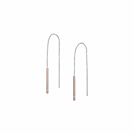 Boucles d'oreilles Skagen Elin en acier, plaqué or rose et strass