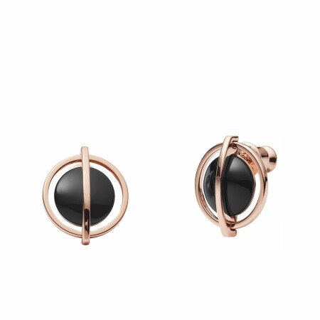 Boucles d'oreilles Skagen Ellen en plaqué or rose et onyx