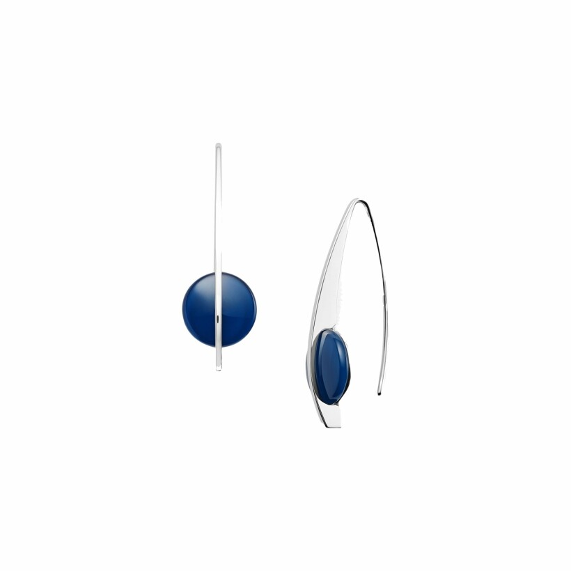 Boucles d'oreilles Skagen Cobalt Glass en acier et verre