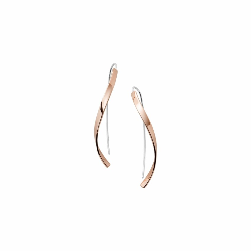 Boucles d'oreilles Skagen Organic Twist en acier de couleur rose et argent