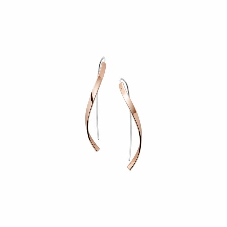 Boucles d'oreilles Skagen Organic Twist en acier de couleur rose et argent