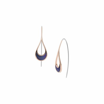 Boucles d'oreilles Skagen Mop Teardrop en acier de couleur rose et argent, nacre