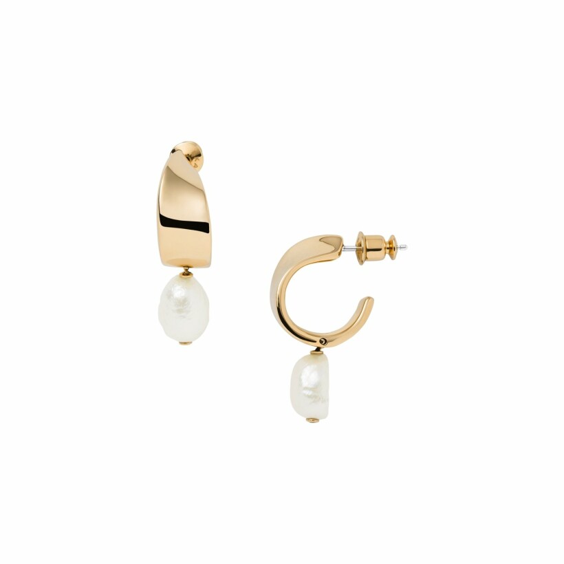 Boucles d'oreilles Skagen Baroque Pearl métal doré et perle