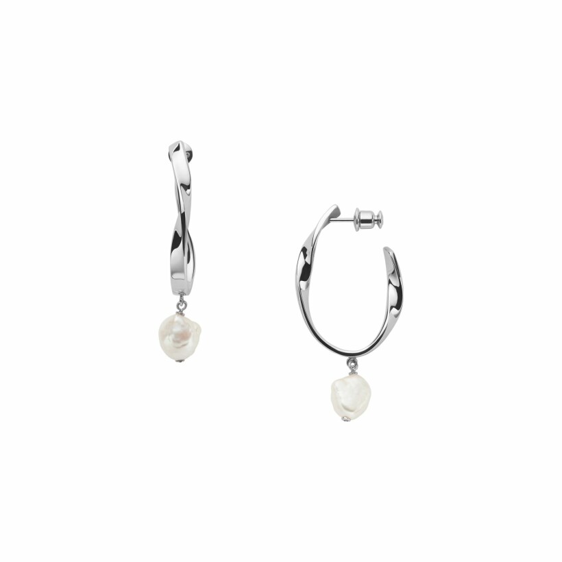 Boucles d'oreilles Skagen Baroque Pearl en acier et perle