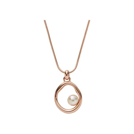 Collier Skagen Agnethe en métal doré rose et verre