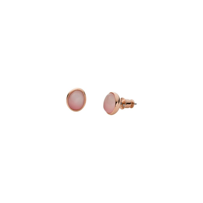 Boucles d'oreilles Skagen Agnethe en métal doré rose et nacres