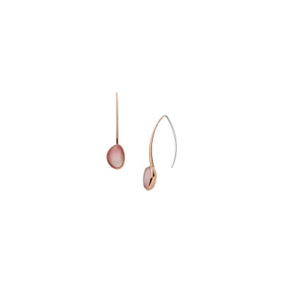 Boucles d'oreilles Skagen Agnethe en métal doré rose et nacres