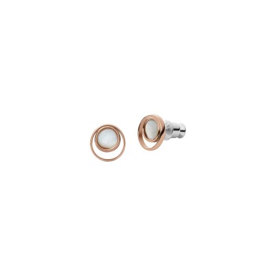 Boucles d'oreilles Skagen Agnethe en métal doré rose et nacres