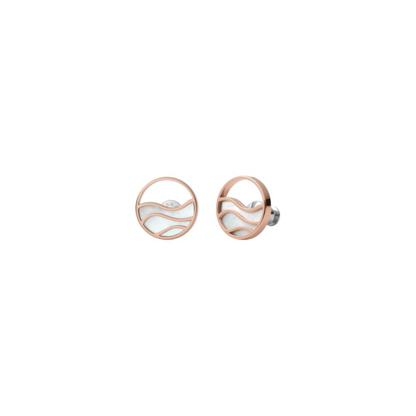 Boucles d'oreilles Skagen Agnethe en métal doré rose et nacres