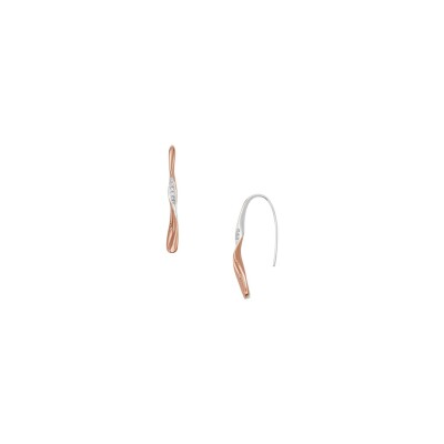 Boucles d'oreilles Skagen Kariana en acier, métal doré rose et verres
