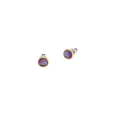 Boucles d'oreilles Skagen Sea Glass Lavender Sunset en métal doré et verre