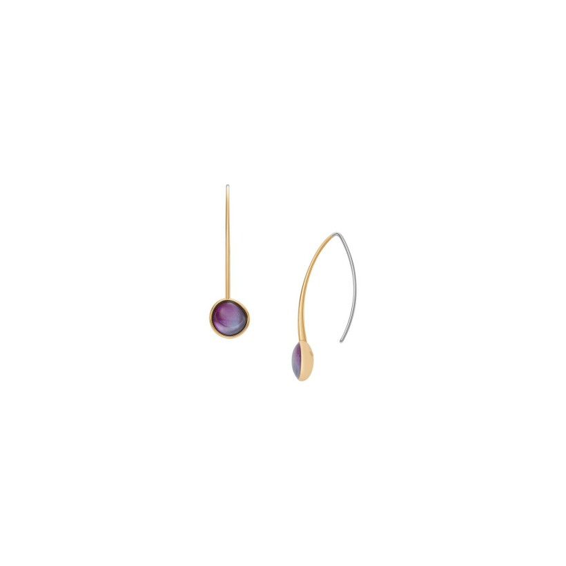 Boucles d'oreilles Skagen Sea Glass Lavender Sunset en métal doré et verre