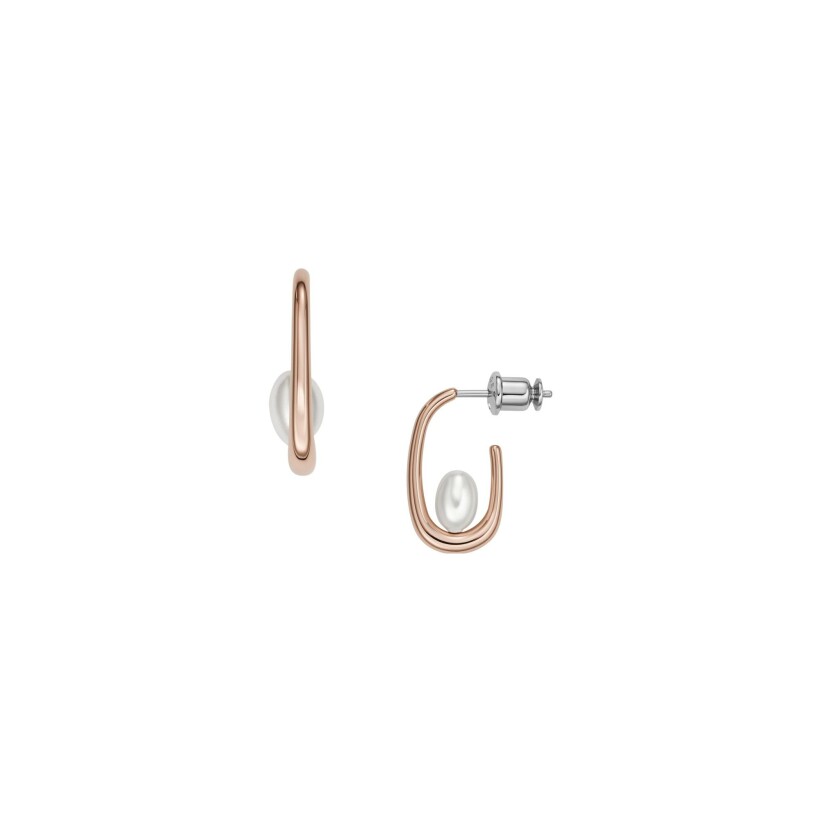 Boucles d'oreilles Skagen Agnethe en métal doré rose et verre