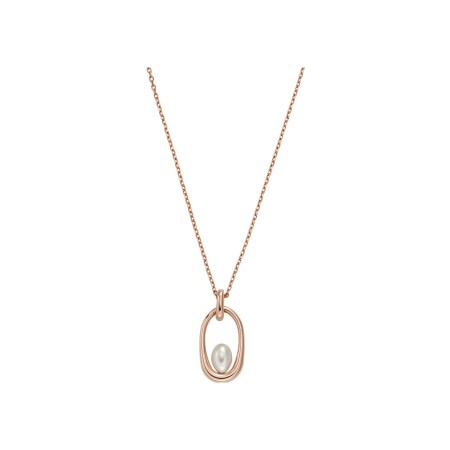 Collier Skagen Agnethe en métal doré rose et verre