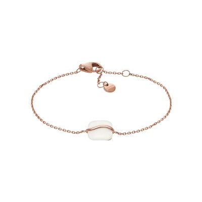 Bracelet Skagen Sea Glass en métal doré rose et verre