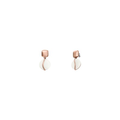 Boucles d'oreilles Skagen Sea Glass en métal doré rose et verre