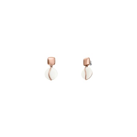 Boucles d'oreilles Skagen Sea Glass en métal doré rose et verre