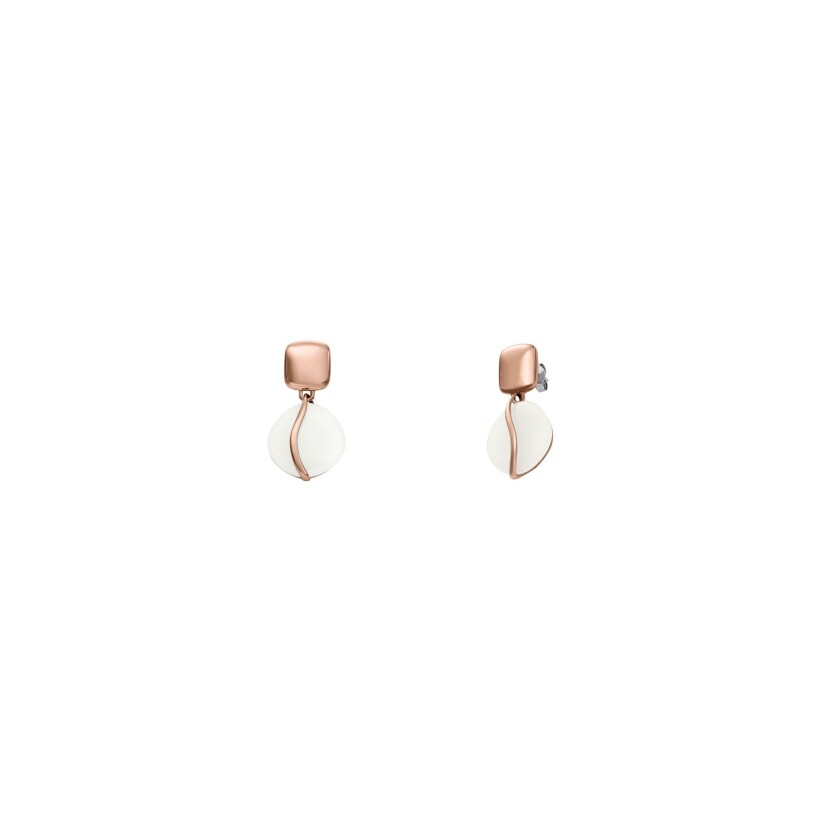 Boucles d'oreilles Skagen Sea Glass en métal doré rose et verre