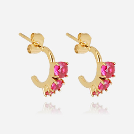 Boucles d'oreilles ZAG en acier doré et oxydes de zirconium