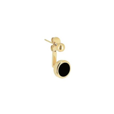 Mini boucle d’oreille Zag en acier doré et onyx