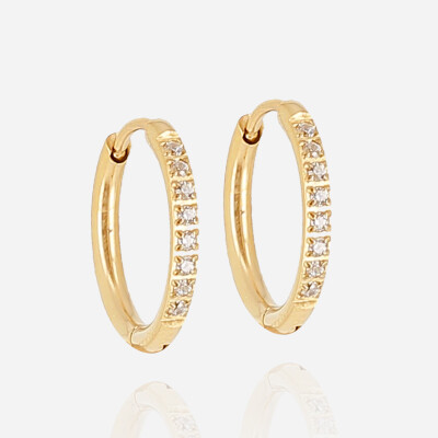 Boucles d'oreilles ZAG en acier doré et oxydes de zirconium