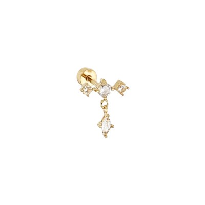 Piercing Zag Maupiti en acier doré et oxyde de zirconium