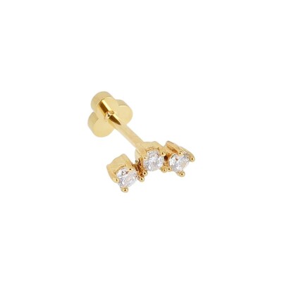 Piercing Zag Cardiff en acier doré et oxyde de zirconium