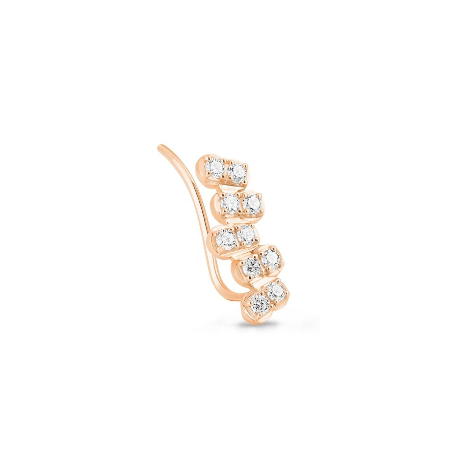 Mono boucle d'oreille GINETTE NY BE MINE Arc Gauche Bande en or rose et diamants 