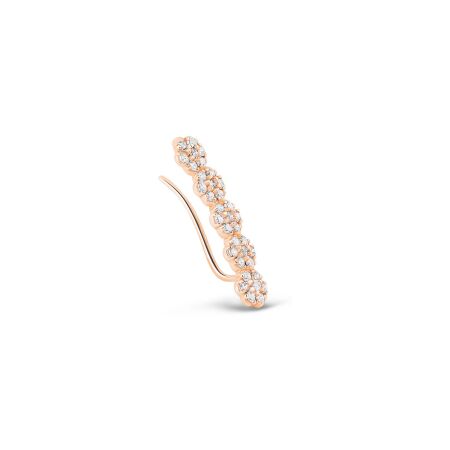 Mono boucle d'oreille GINETTE NY BE MINE Arc Gauche Lotus en or rose et diamants