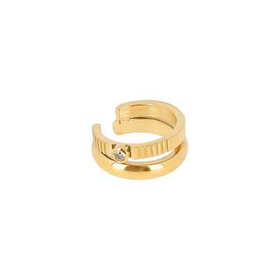 Earcuff Zag Cronos en acier doré et oxyde de zirconium